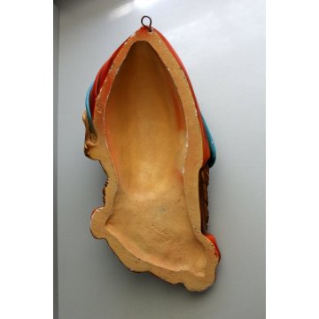 SCULTURA IN GESSO VISAGE VINTAGE MASCHERA GIOVANE DONNA COSTUME FOLCLORISTICO 