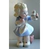 ANTICA SCULTURA FIGURA CERAMICA Freccia Tosin BIMBA con CAGNOLINO ART DECO'