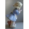 ANTICA SCULTURA FIGURA CERAMICA Freccia Tosin BIMBA con CAGNOLINO ART DECO'