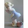 ANTICA SCULTURA FIGURA CERAMICA Freccia Tosin BIMBA con CAGNOLINO ART DECO'