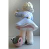 ANTICA SCULTURA FIGURA CERAMICA Freccia Tosin BIMBA con CAGNOLINO ART DECO'