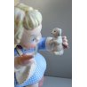 ANTICA SCULTURA FIGURA CERAMICA Freccia Tosin BIMBA con CAGNOLINO ART DECO'