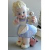 ANTICA SCULTURA FIGURA CERAMICA Freccia Tosin BIMBA con CAGNOLINO ART DECO'