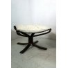 POLTRONA FRAU VIKING DESIGN Sigurd Ressel PUFF PELLE BIANCO PANNA LEGNO '70/'80