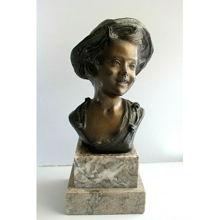 PICCOLA SCULTURA BRONZO DORATO De Martino "Scugnizzo" ITALIA NAPOLI ANNI '20 