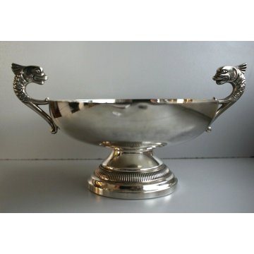 ANTICA COPPA PICCOLA ALZATA VITTORIANA PUNZONATA SILVERPLATED MANICI TRITONE 900