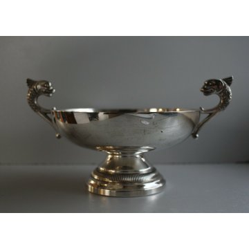 ANTICA COPPA PICCOLA ALZATA VITTORIANA PUNZONATA SILVERPLATED MANICI TRITONE 900