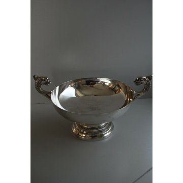 ANTICA COPPA PICCOLA ALZATA VITTORIANA PUNZONATA SILVERPLATED MANICI TRITONE 900
