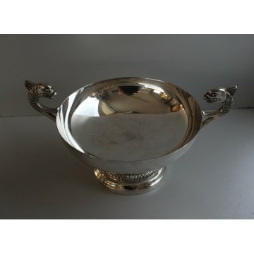 ANTICA COPPA PICCOLA ALZATA VITTORIANA PUNZONATA SILVERPLATED MANICI TRITONE 900