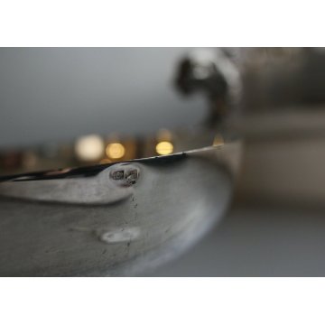 ANTICA COPPA PICCOLA ALZATA VITTORIANA PUNZONATA SILVERPLATED MANICI TRITONE 900