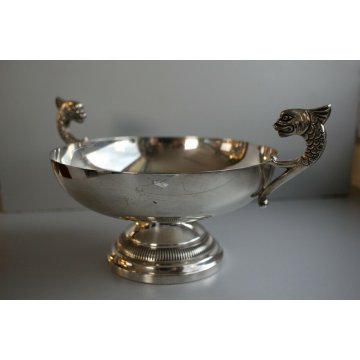 ANTICA COPPA PICCOLA ALZATA VITTORIANA PUNZONATA SILVERPLATED MANICI TRITONE 900