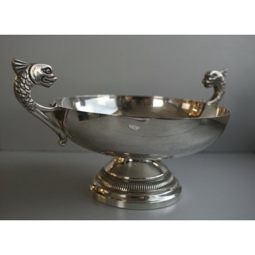 ANTICA COPPA PICCOLA ALZATA VITTORIANA PUNZONATA SILVERPLATED MANICI TRITONE 900