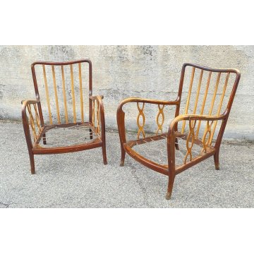 COPPIA POLTRONA DESIGN IN STILE PAOLO BUFFA ARMCHAIR VINTAGE ANNI 40/50 SEDIE 