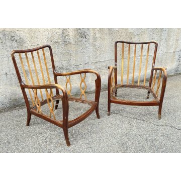 COPPIA POLTRONA DESIGN IN STILE PAOLO BUFFA ARMCHAIR VINTAGE ANNI 40/50 SEDIE 