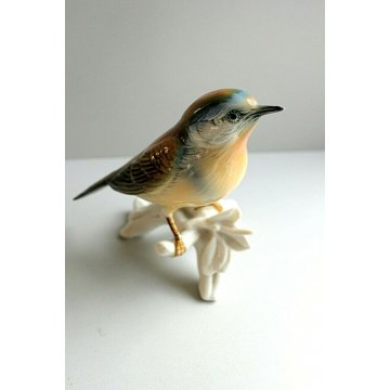 STATUINA PORCELLANA Karl Ens GERMANY FIGURINA UCCELLO SMALTO POLICROMO ANNI '50