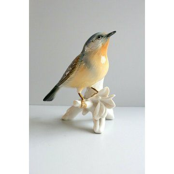 STATUINA PORCELLANA Karl Ens GERMANY FIGURINA UCCELLO SMALTO POLICROMO ANNI '50