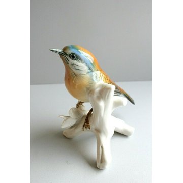 STATUINA PORCELLANA Karl Ens GERMANY FIGURINA UCCELLO SMALTO POLICROMO ANNI '50