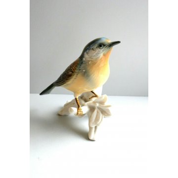 STATUINA PORCELLANA Karl Ens GERMANY FIGURINA UCCELLO SMALTO POLICROMO ANNI '50