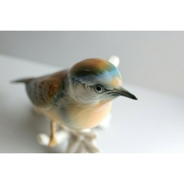 STATUINA PORCELLANA Karl Ens GERMANY FIGURINA UCCELLO SMALTO POLICROMO ANNI '50