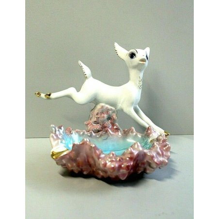 STATUINA CERAMICA G. Girardi SVUOTATASCHE Bamby SMALTO CANGIANTE VINTAGE ANNI 50