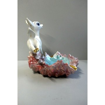 STATUINA CERAMICA G. Girardi SVUOTATASCHE Bamby SMALTO CANGIANTE VINTAGE ANNI 50