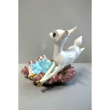 STATUINA CERAMICA G. Girardi SVUOTATASCHE Bamby SMALTO CANGIANTE VINTAGE ANNI 50