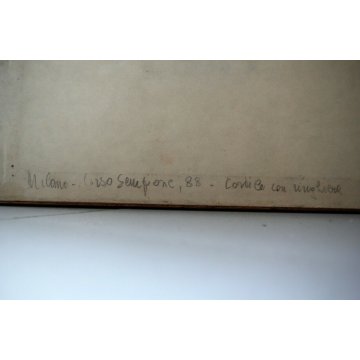 PICCOLO QUADRO DIPINTO OLIO CASE RINGHIERA CORTILE  MILANO C.so SEMPIONE '900