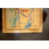 PICCOLO QUADRO Ernesto Treccani STAMPA SERIGRAFIA LEGNO RITRATTO VOLTO DONNA