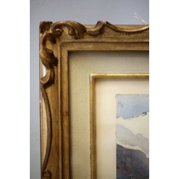 PICCOLO QUADRO ACQUERELLO Macugnaga ALPEGGIO BAITE PAESAGGIO MONTANO NEVE '900