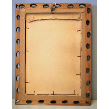 PICCOLO QUADRO ACQUERELLO PAESAGGIO  CAMPAGNA CHIUSE CANALE COLLINE MAGGIO 1942