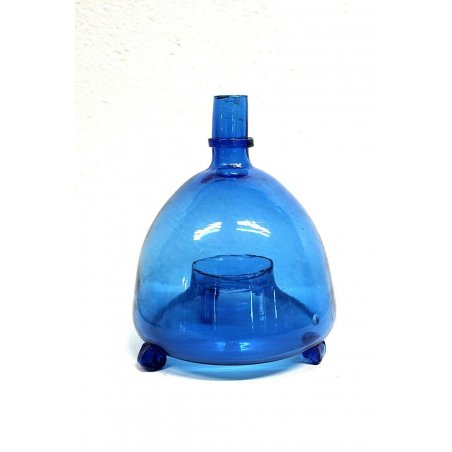 ANTICA MOSCAROLA IN VETRO SOFFIATO BLU TRASPARENTE ACCHIAPPAMOSCHE NASSA '800