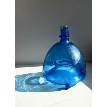 ANTICA MOSCAROLA IN VETRO SOFFIATO BLU TRASPARENTE ACCHIAPPAMOSCHE NASSA '800