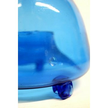ANTICA MOSCAROLA IN VETRO SOFFIATO BLU TRASPARENTE ACCHIAPPAMOSCHE NASSA '800