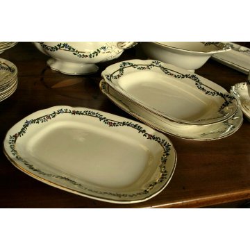 ANTICO SET PIATTI 6Pers 40Pz PORTATA SCI Laveno CERAMICA SAGOMATO FILO ORO  FIORI