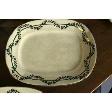 ANTICO SET PIATTI 6Pers 40Pz PORTATA SCI Laveno CERAMICA SAGOMATO FILO ORO FIORI