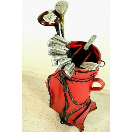 SACCA da GOLF con MAZZE Burberrys ROSSA VINTAGE GOLF BAG with IRONS '70/ 80'