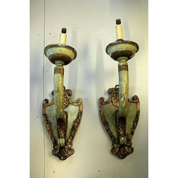 COPPIA ANTICO TORCERE del '700 LAMPADA DA PARETE APPLIQUE A UN BRACCIO UN LUME 