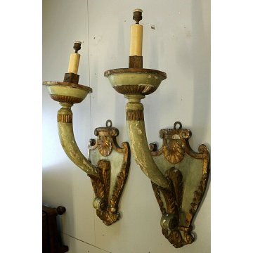 COPPIA ANTICO TORCERE del '700 LAMPADA DA PARETE APPLIQUE A UN BRACCIO UN LUME 