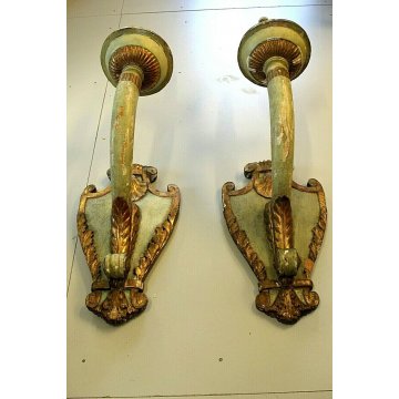 COPPIA ANTICO TORCERE del '700 LAMPADA DA PARETE APPLIQUE A UN BRACCIO UN LUME 