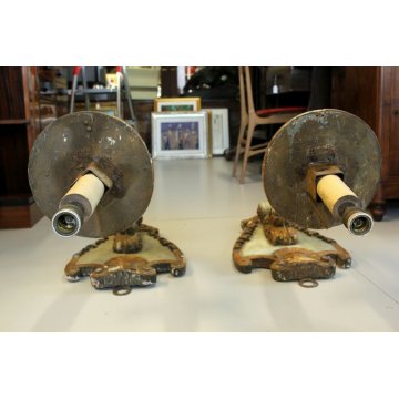 COPPIA ANTICO TORCERE del '700 LAMPADA DA PARETE APPLIQUE A UN BRACCIO UN LUME 