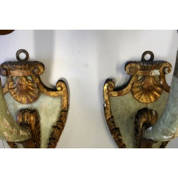 COPPIA ANTICO TORCERE del '700 LAMPADA DA PARETE APPLIQUE A UN BRACCIO UN LUME 