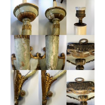 COPPIA ANTICO TORCERE del '700 LAMPADA DA PARETE APPLIQUE A UN BRACCIO UN LUME 