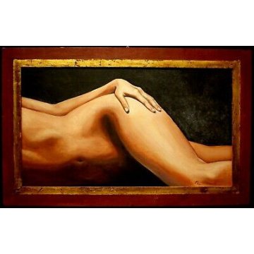 QUADRO DIPINTO OLIO TAVOLA Ilde Pistoia NUDO DONNA FIGURA DISTESA FIANCO  2007 