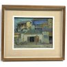 QUADRO OLIO TELA RENATO TREVISAN PAESAGGIO CASE PAESE 1900 FIRMATO VINTAGE 