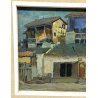 QUADRO OLIO TELA RENATO TREVISAN PAESAGGIO CASE PAESE 1900 FIRMATO VINTAGE 