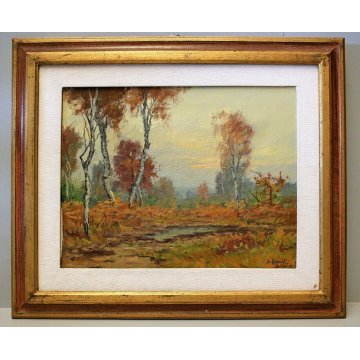 QUADRO Artinio Giroldi BARQUEDO BOSCO CAMPAGNA INVORIO BRUGHIERA PIANO ROSA '900