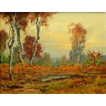 QUADRO Artinio Giroldi BARQUEDO BOSCO CAMPAGNA INVORIO BRUGHIERA PIANO ROSA '900