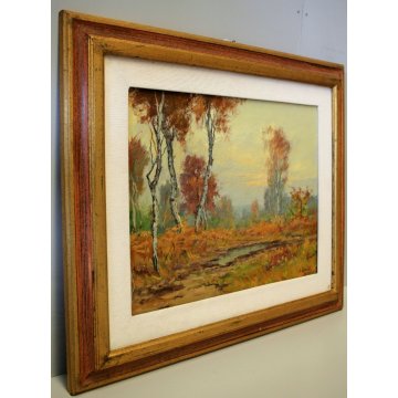 QUADRO Artinio Giroldi BARQUEDO BOSCO CAMPAGNA INVORIO BRUGHIERA PIANO ROSA '900