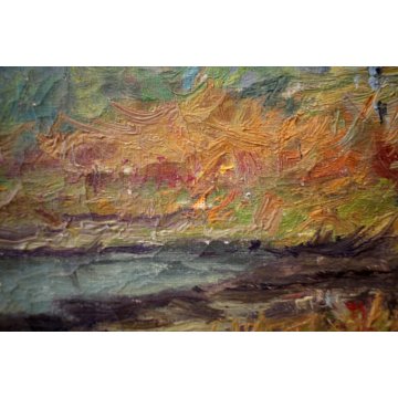 QUADRO Artinio Giroldi BARQUEDO BOSCO CAMPAGNA INVORIO BRUGHIERA PIANO ROSA '900