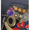 SET SPILLE VINTAGE 22 PEZZI BIGIOTTERIA brooches gioielli PIETRE diversi colori 